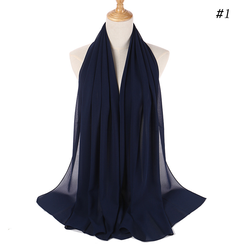 Single color pearl chiffon bubble scarf headscarf women hood gauze scarf
