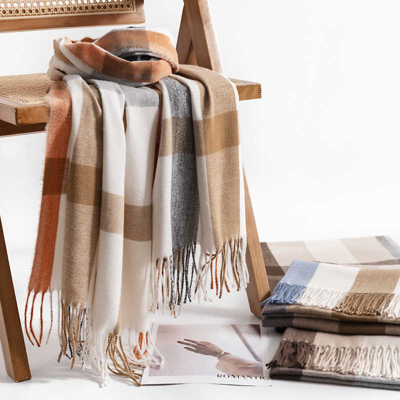 Checkered scarf warm scarfshawl autumn and winter imitation cashmere scarf