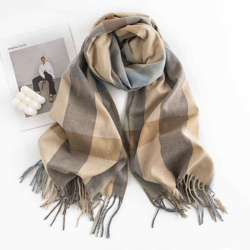 Checkered scarf warm scarfshawl autumn and winter imitation cashmere scarf