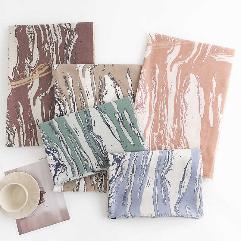 Vertical Marble Scarf Autumn Winter Elegant Warm Shawl Imitation Cashmere Scarf