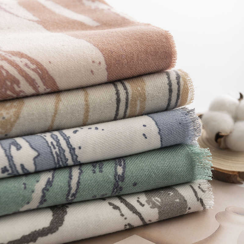Vertical Marble Scarf Autumn Winter Elegant Warm Shawl Imitation Cashmere Scarf