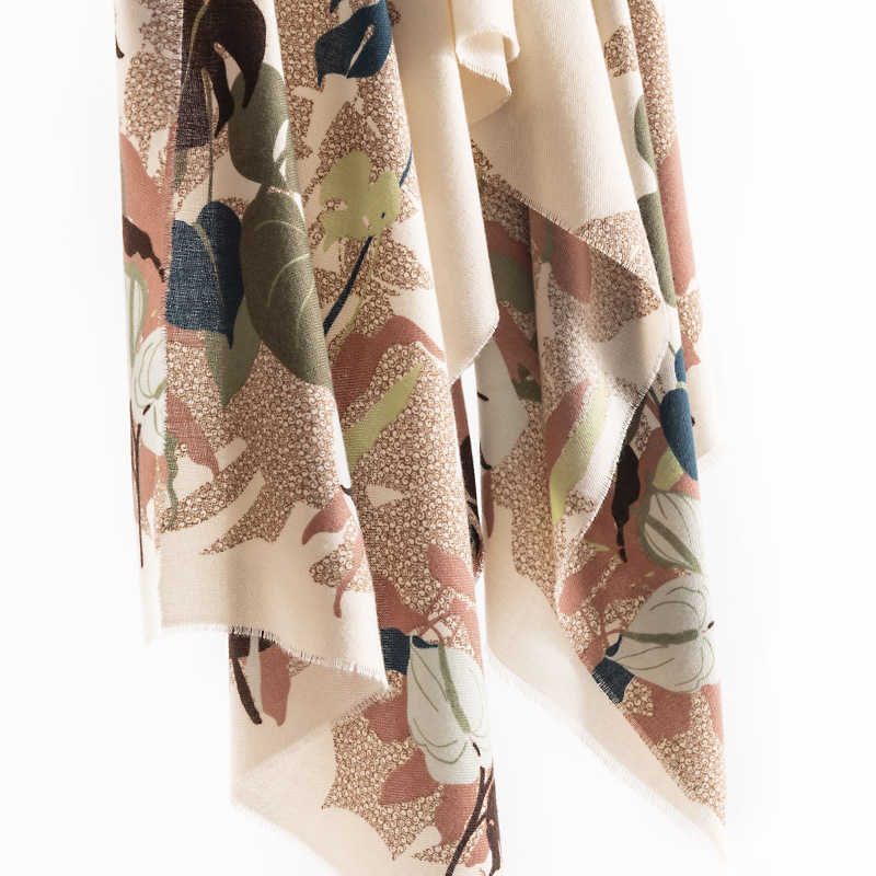 Flower printed imitation cashmere scarf  warmth versatile neck protection cold protection scarf
