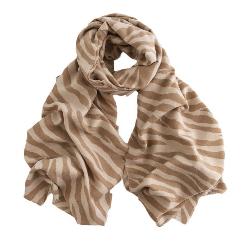 Autumn  Winter Thickened Zebra Pattern Imitation Cashmere Scarf  Cold Warm Protection Neck Striped Shawl