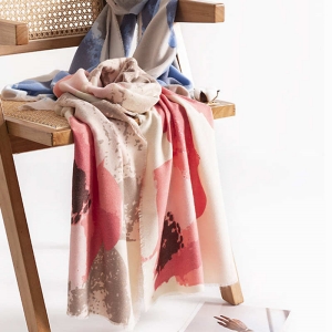 Printed imitation cashmere scarf  women plant  flower warm shawlfashionable commuting neck protection cold prevention scarf