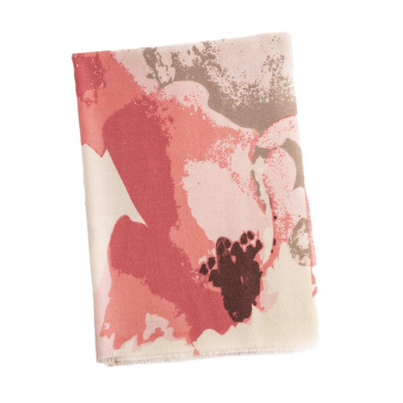 Printed imitation cashmere scarf  women plant  flower warm shawlfashionable commuting neck protection cold prevention scarf