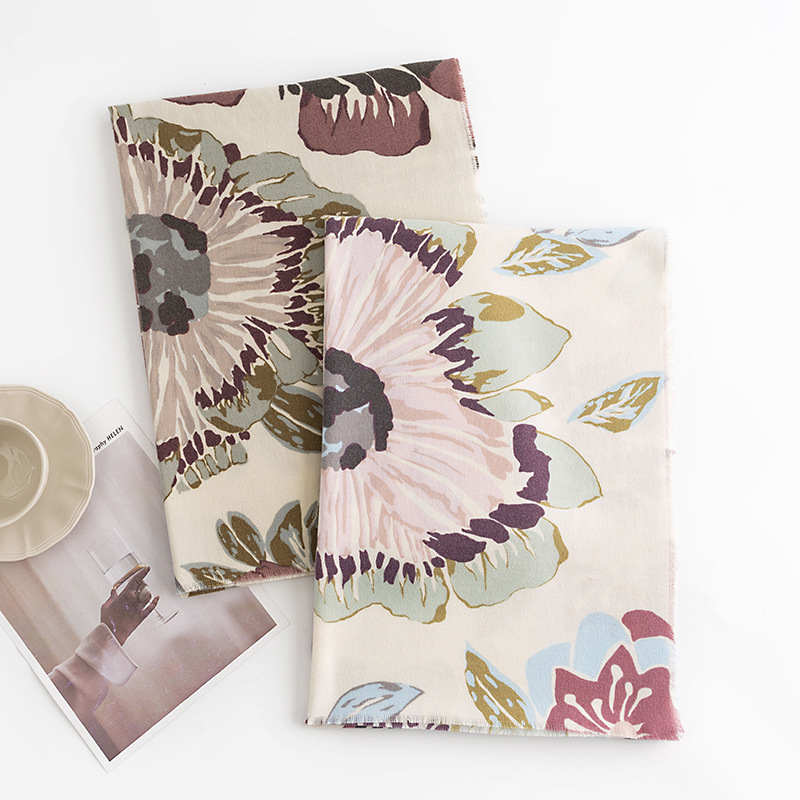 Printed Scarf  Winter New Style Imitation Cashmere Scarf Warm Cold Resistant Neck Art Retro Style Shawl