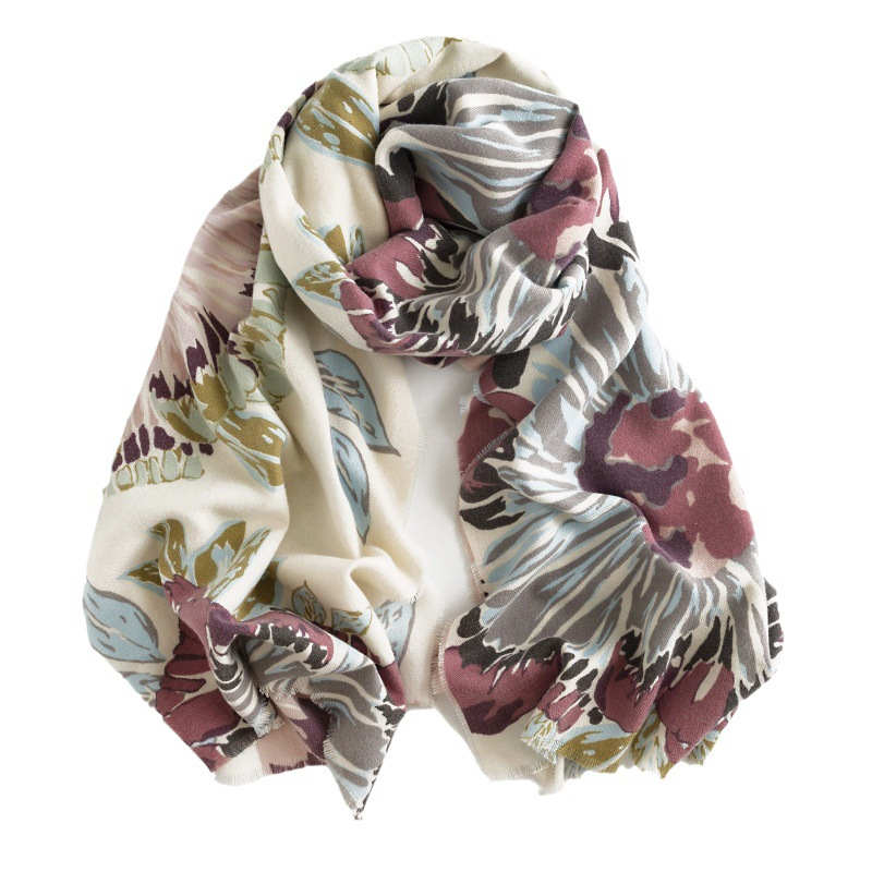Printed Scarf  Winter New Style Imitation Cashmere Scarf Warm Cold Resistant Neck Art Retro Style Shawl