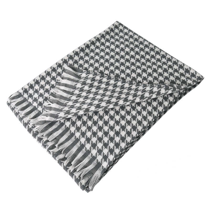 Qianniao Plaid Scarf Autumn Winter Plaid Scarf Imitation Cashmere Warm Shawl Wrapped a Neck