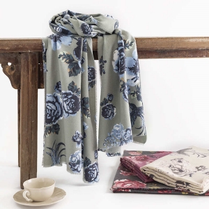 Scarf Autumn Winter Rose Print Imitation Cashmere Tassel Shawl Warm Neck