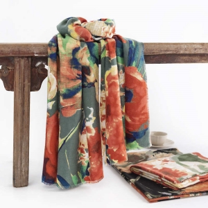 Imitation cashmere scarf printed elegant Chinese style warm shawl neck protection cold protection scarf
