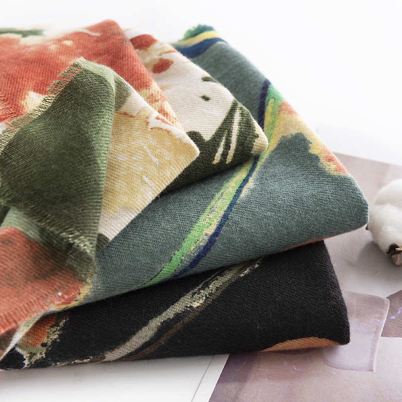 Imitation cashmere scarf printed elegant Chinese style warm shawl neck protection cold protection scarf