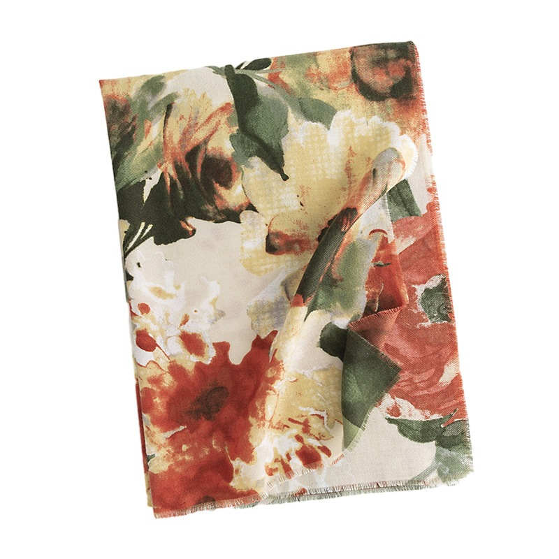 Imitation cashmere scarf printed elegant Chinese style warm shawl neck protection cold protection scarf