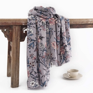 Imitation Cashmere Scarf Chinese Style Retro Camellia Winter Printing Neck Protection Cold Protection Scarf Elegant Light Luxury Shawl