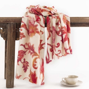 Elegant luxurious style printed scarf imitation cashmere winter flower shawl warm scarf
