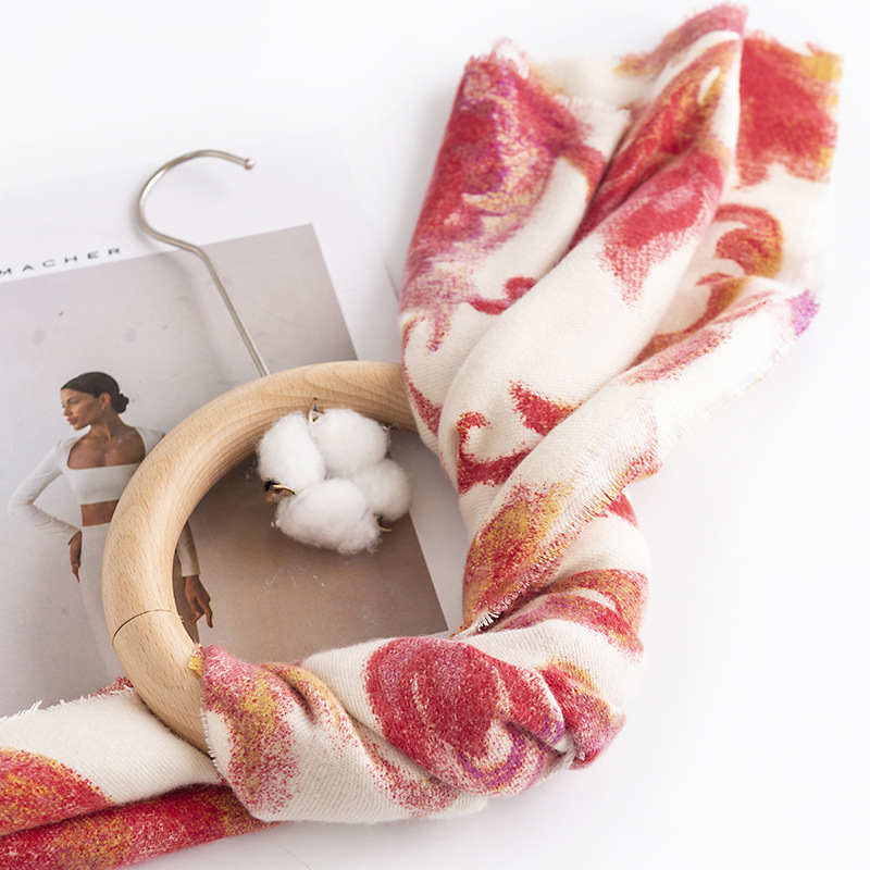 Elegant luxurious style printed scarf imitation cashmere winter flower shawl warm scarf