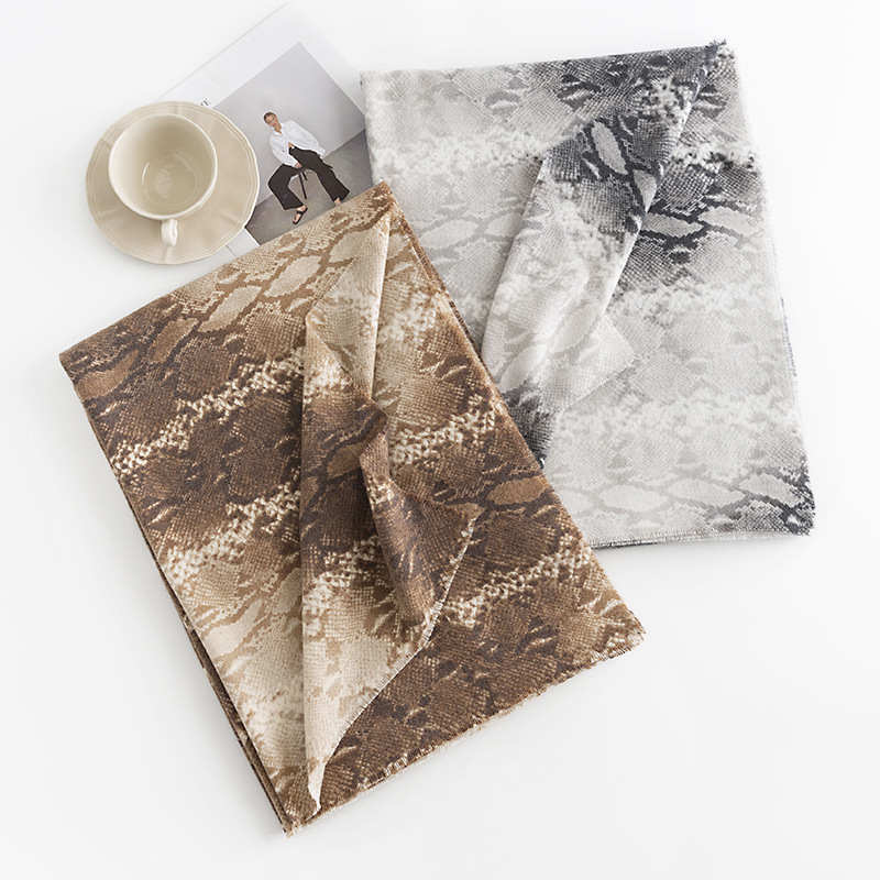 Street style snake patterned imitation cashmere scarf  warmth twill style short tassel shawl