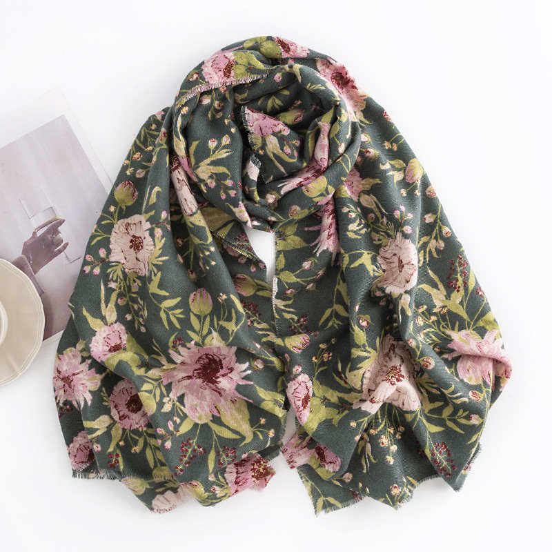 Fragmented long winter imitation cashmere scarf fashionable commuting print neck protection cold prevention scarf elegant  luxurious shawl