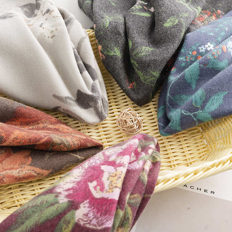 Ethnic style rose flower short tassel printed shawl scarf neck imitation cashmere scarf