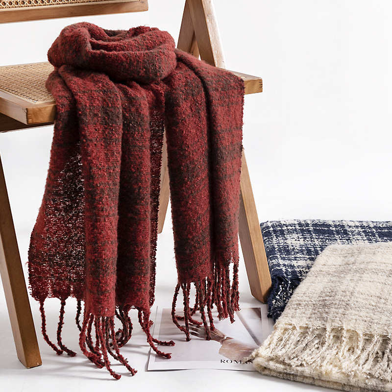 Square plaid scarf Elegant casual style cold resistant shawl Fashion commuting warmth neck protection scarf