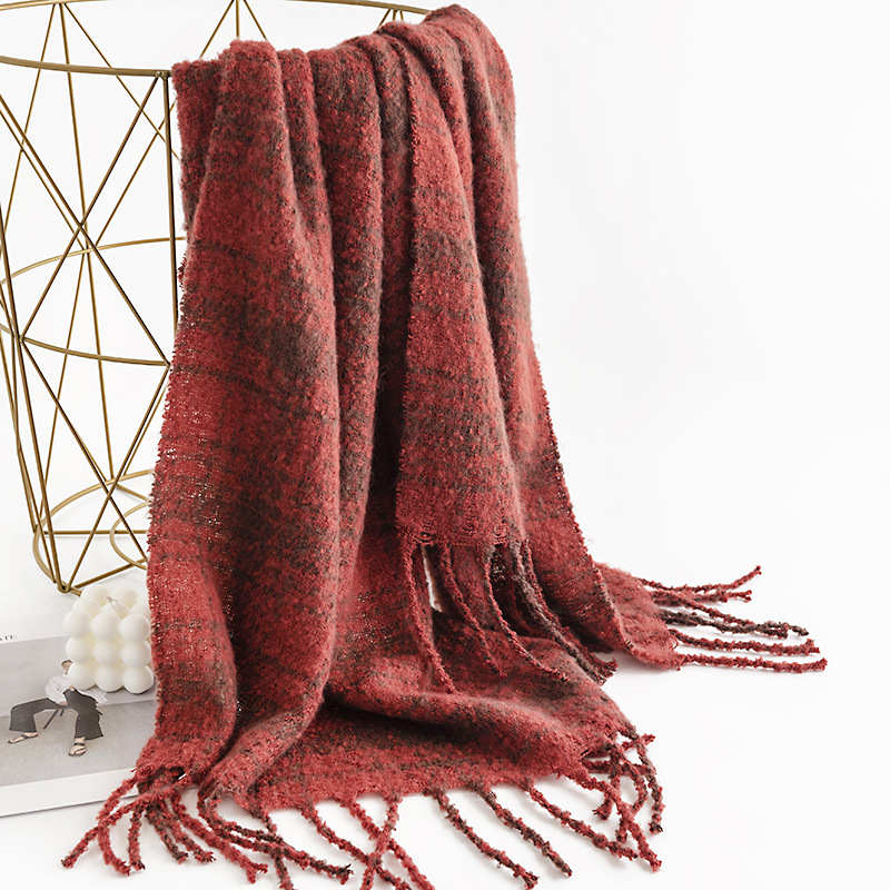 Square plaid scarf Elegant casual style cold resistant shawl Fashion commuting warmth neck protection scarf