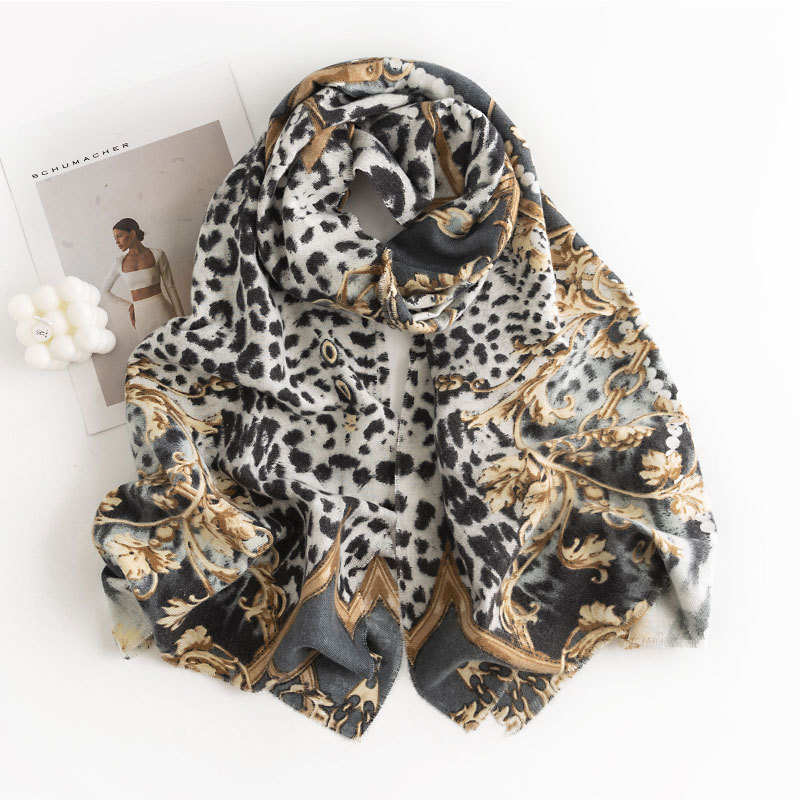 Leopard print scarf  warmth elegant  cold resistant scarf