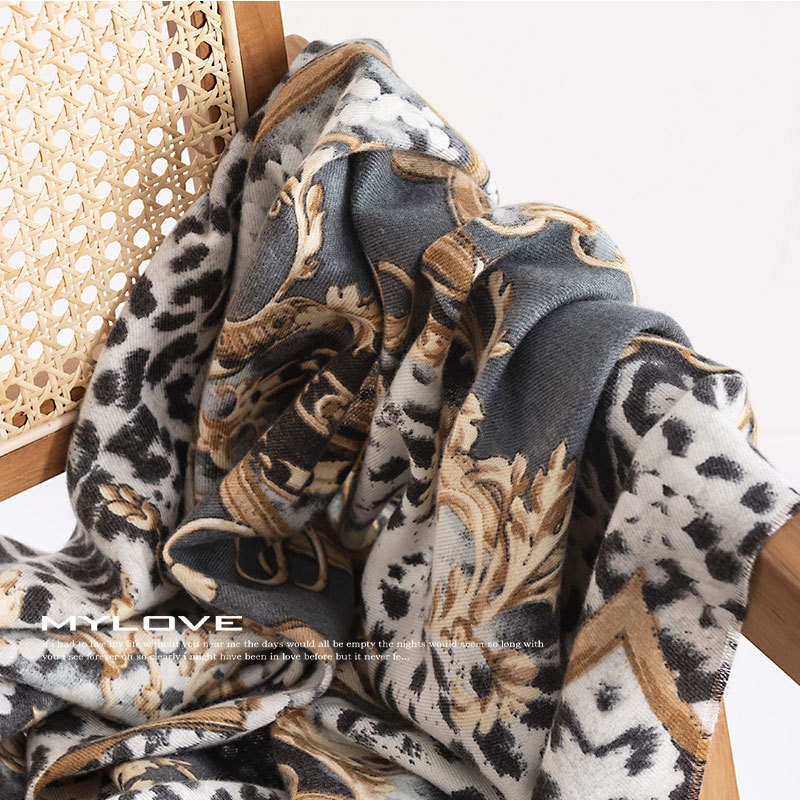 Leopard print scarf  warmth elegant  cold resistant scarf