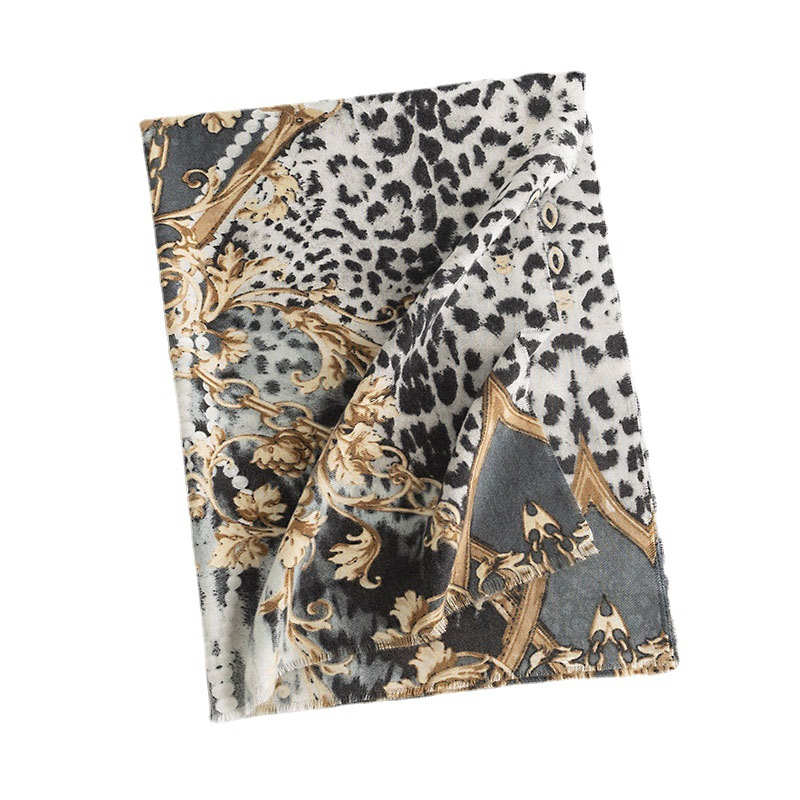 Leopard print scarf  warmth elegant  cold resistant scarf
