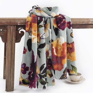 Butterfly printed imitation cashmere scarf winter warmth  fashion shawl for commuting versatile neck protection scarf