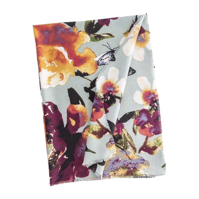 Butterfly printed imitation cashmere scarf winter warmth  fashion shawl for commuting versatile neck protection scarf