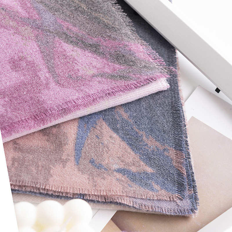 Butterfly printed water wave pattern scarf fashionable  elegant commuting imitation cashmere scarf warm  cold resistant shawl
