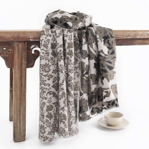 Plant flower imitation cashmere scarf cold protection neck protection fashionable elegant warm shawl