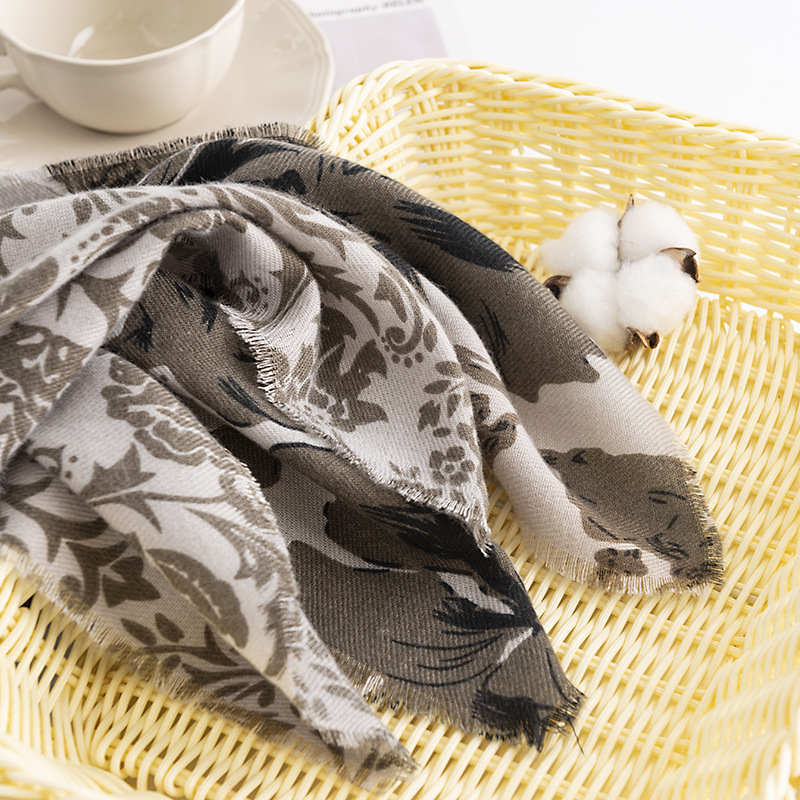 Plant flower imitation cashmere scarf cold protection neck protection fashionable elegant warm shawl