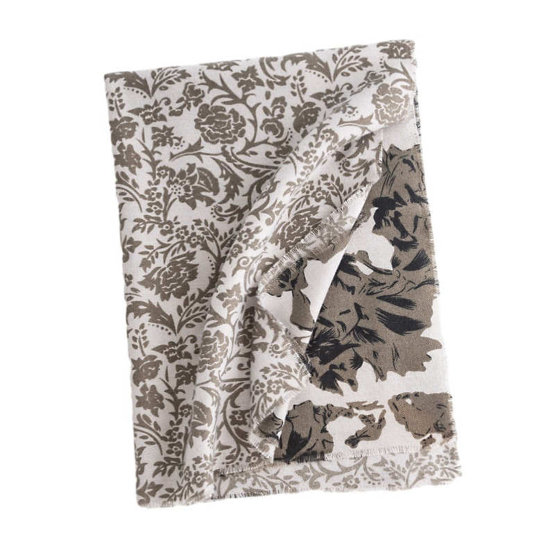 Plant flower imitation cashmere scarf cold protection neck protection fashionable elegant warm shawl