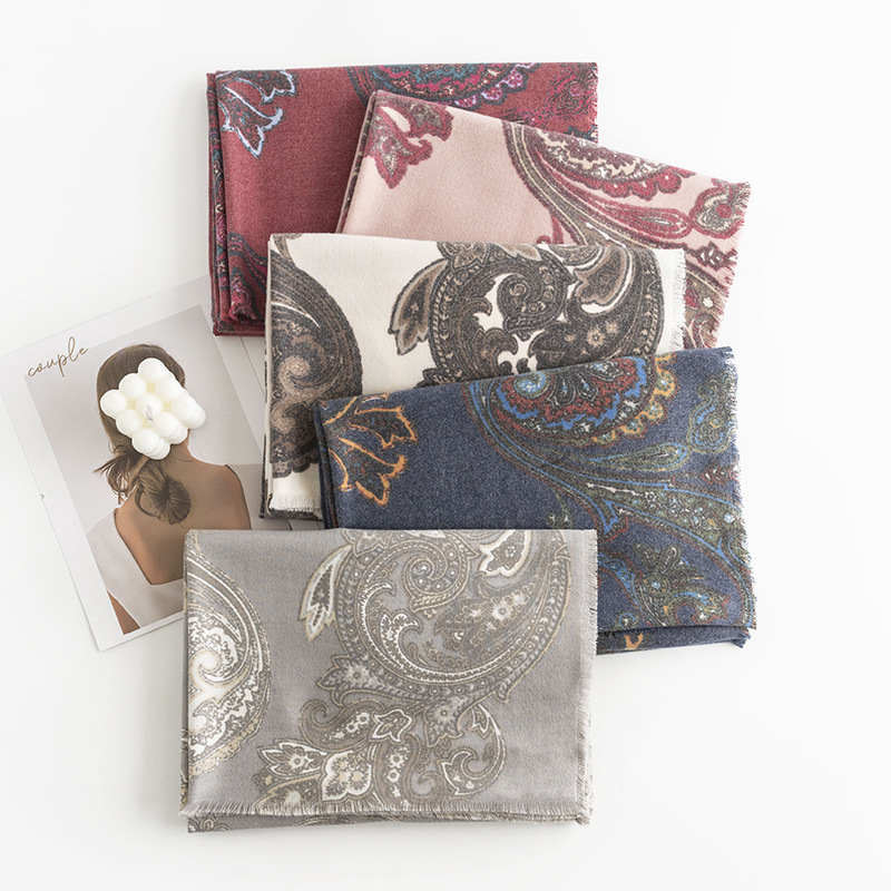 Cashew printed imitation cashmere shawl thickened insulation coldproof collar