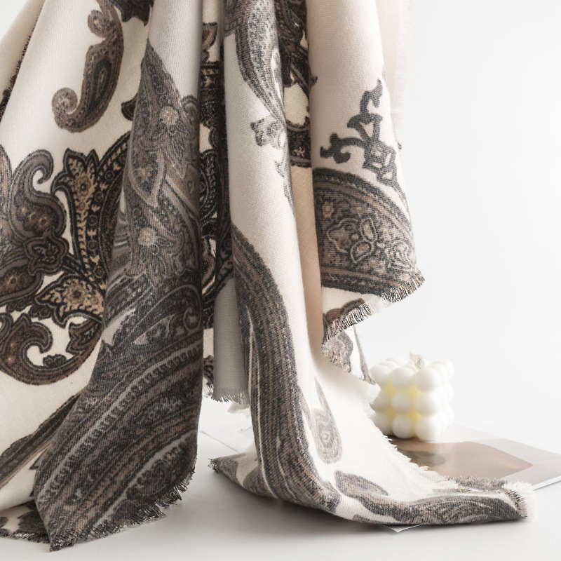 Cashew printed imitation cashmere shawl thickened insulation coldproof collar