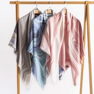 Stripe gradient imitation cashmere scarf water wave pattern color blocking for warmth and fashionable shawl