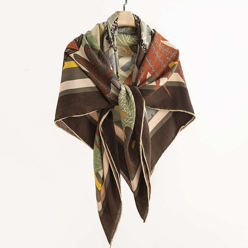 Silk Scarf Carp Silk Wool Thin Spring and Autumn Versatile Imitation Silk Scarf