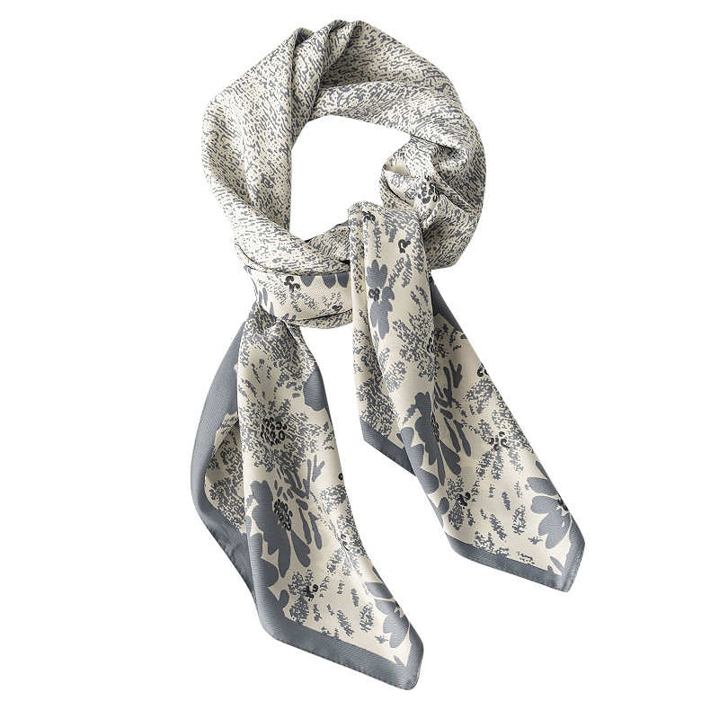 Temperament simulation silk scarf Spring matching shirt print scarf Fashion commuting small square scarf for women