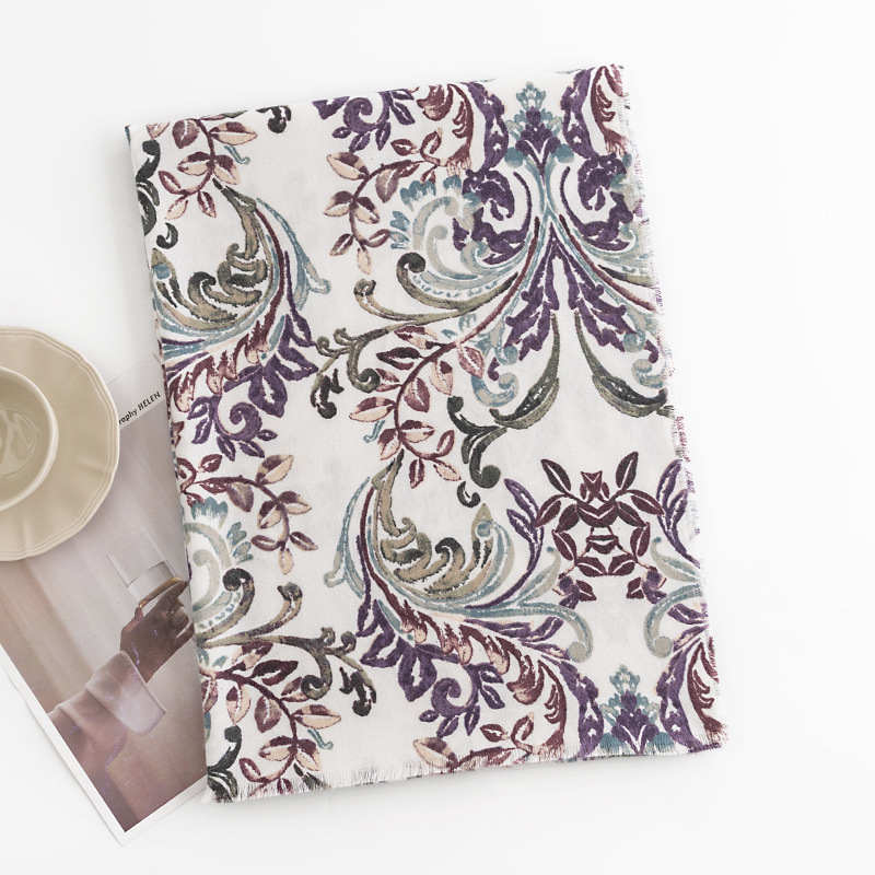 Printed Tang Grass Style Scarf Imitation Cashmere Scarf Warm Neck Fresh Sweet Shawl