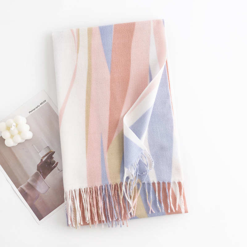 Warm Autumn Winter Colorful Plaid Scarf Imitation Cashmere Scarf Shawl New Warm Neck Wholesale