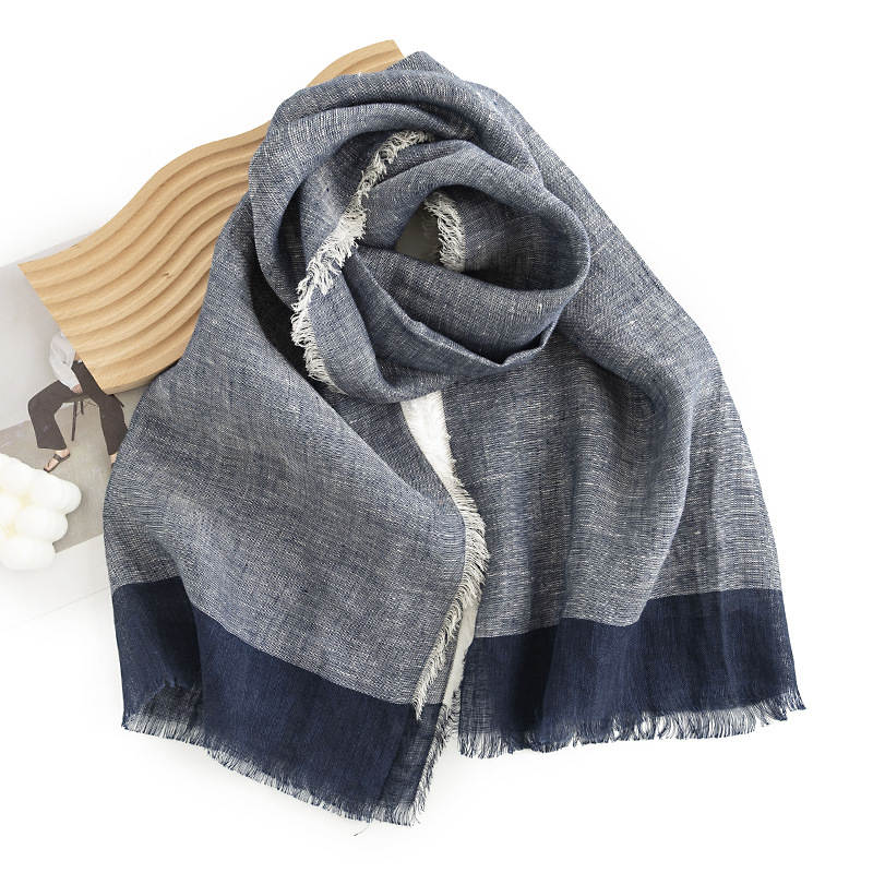 Fashionable  versatile denim colored cotton linen scarf shawl sun shading short beard collar