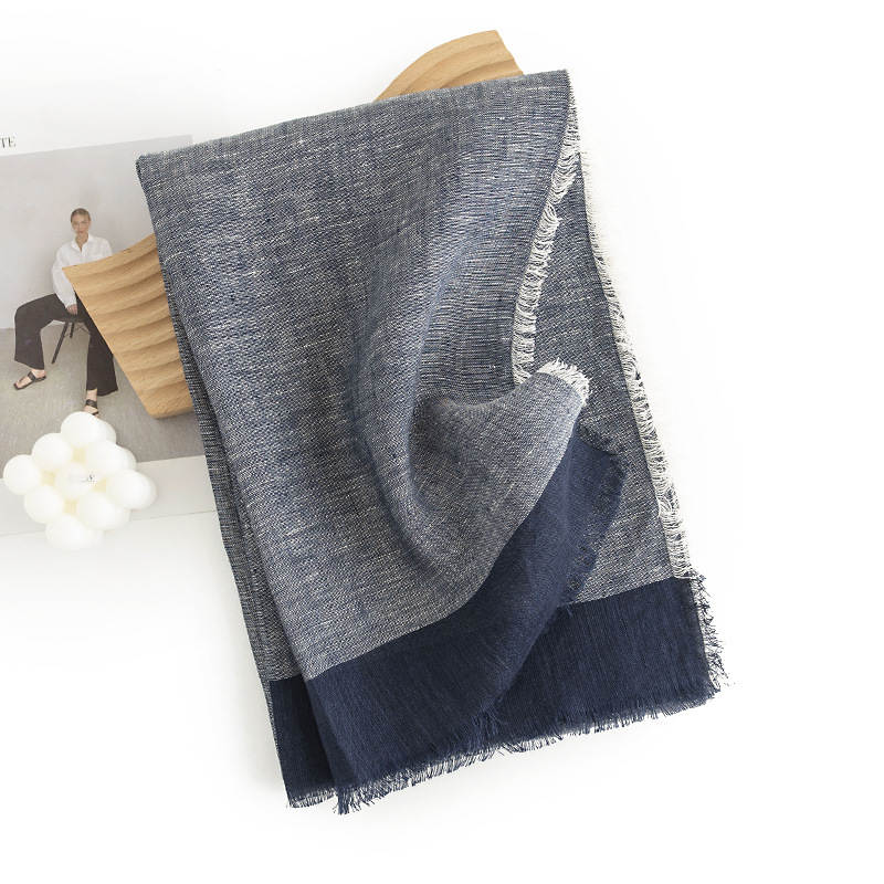 Fashionable  versatile denim colored cotton linen scarf shawl sun shading short beard collar