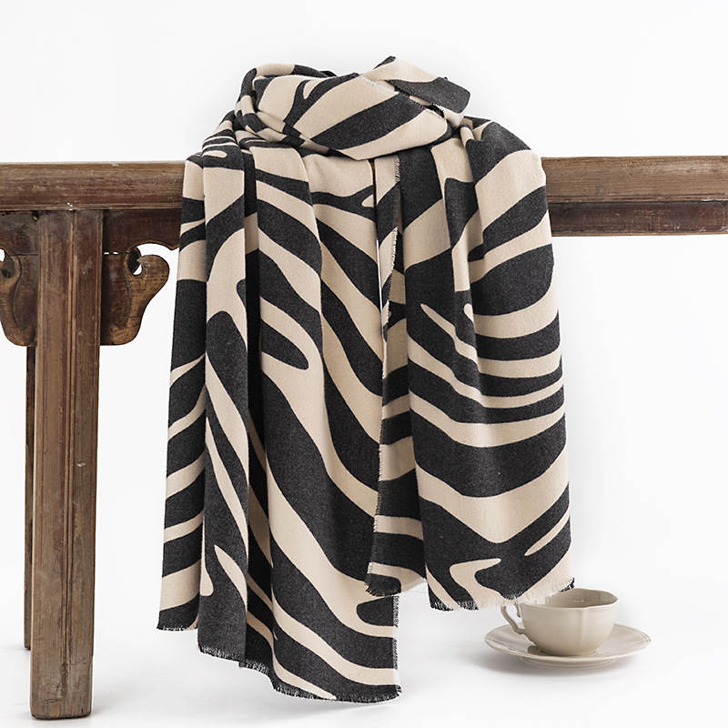 Zebra Winter Scarf Imitation Cashmere Scarf Warm and Cold Resistant Scarf Korean Version Shawl