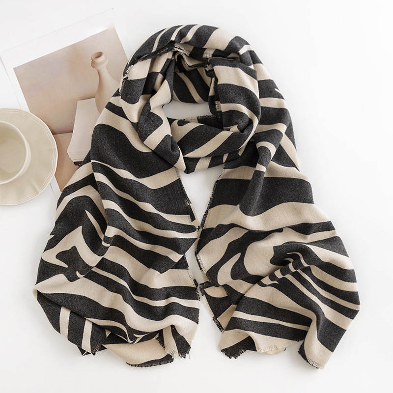 Zebra Winter Scarf Imitation Cashmere Scarf Warm and Cold Resistant Scarf Korean Version Shawl