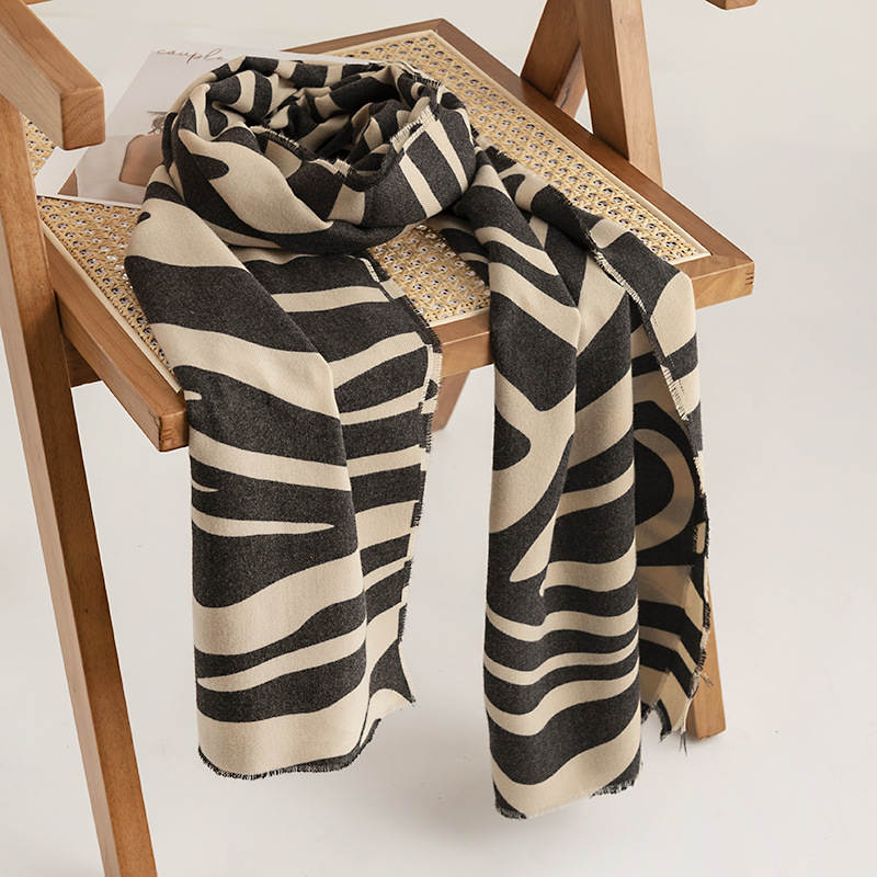Zebra Winter Scarf Imitation Cashmere Scarf Warm and Cold Resistant Scarf Korean Version Shawl