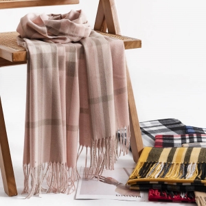 Checkered imitation cashmere scarf simple  artistic retro scarf elegant shawl warm  cold resistant scarf
