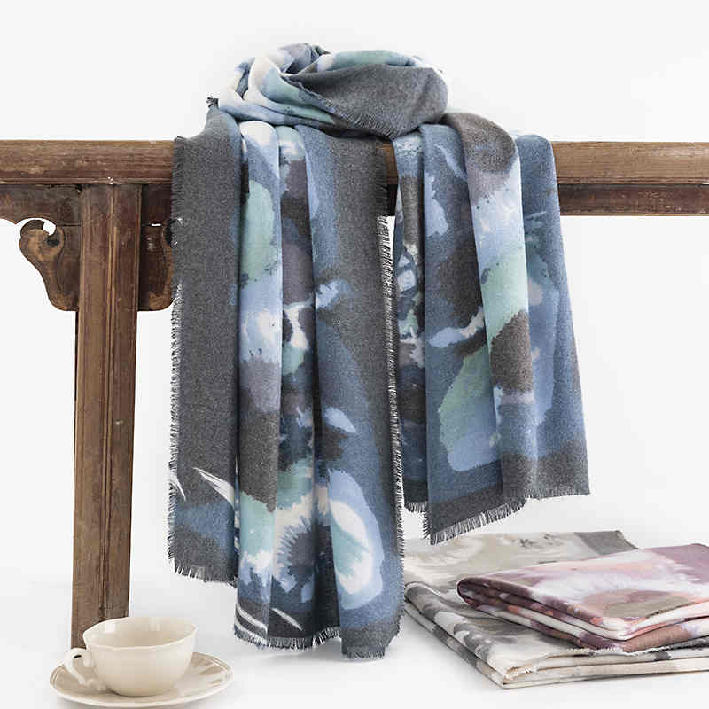 Fashion printed scarf winter new style imitation cashmere scarf warm neck scarf art retro style shawl