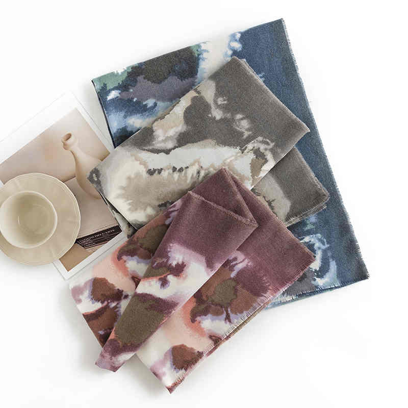 Fashion printed scarf winter new style imitation cashmere scarf warm neck scarf art retro style shawl