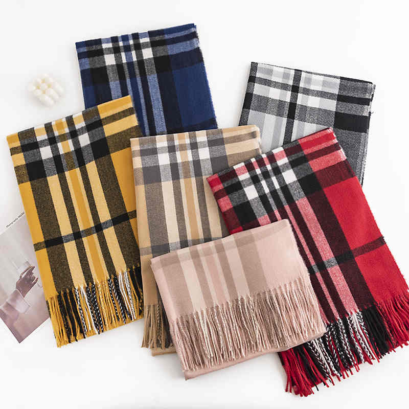 Plaid imitation cashmere scarves wholesale simple art  retro scarves elegant shawl female fashion warm winter scarf