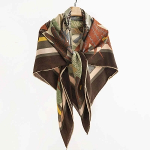 Silk scarf luxury noble temperament koi silk wool retro style thin spring and autumn  imitation silk scarf square